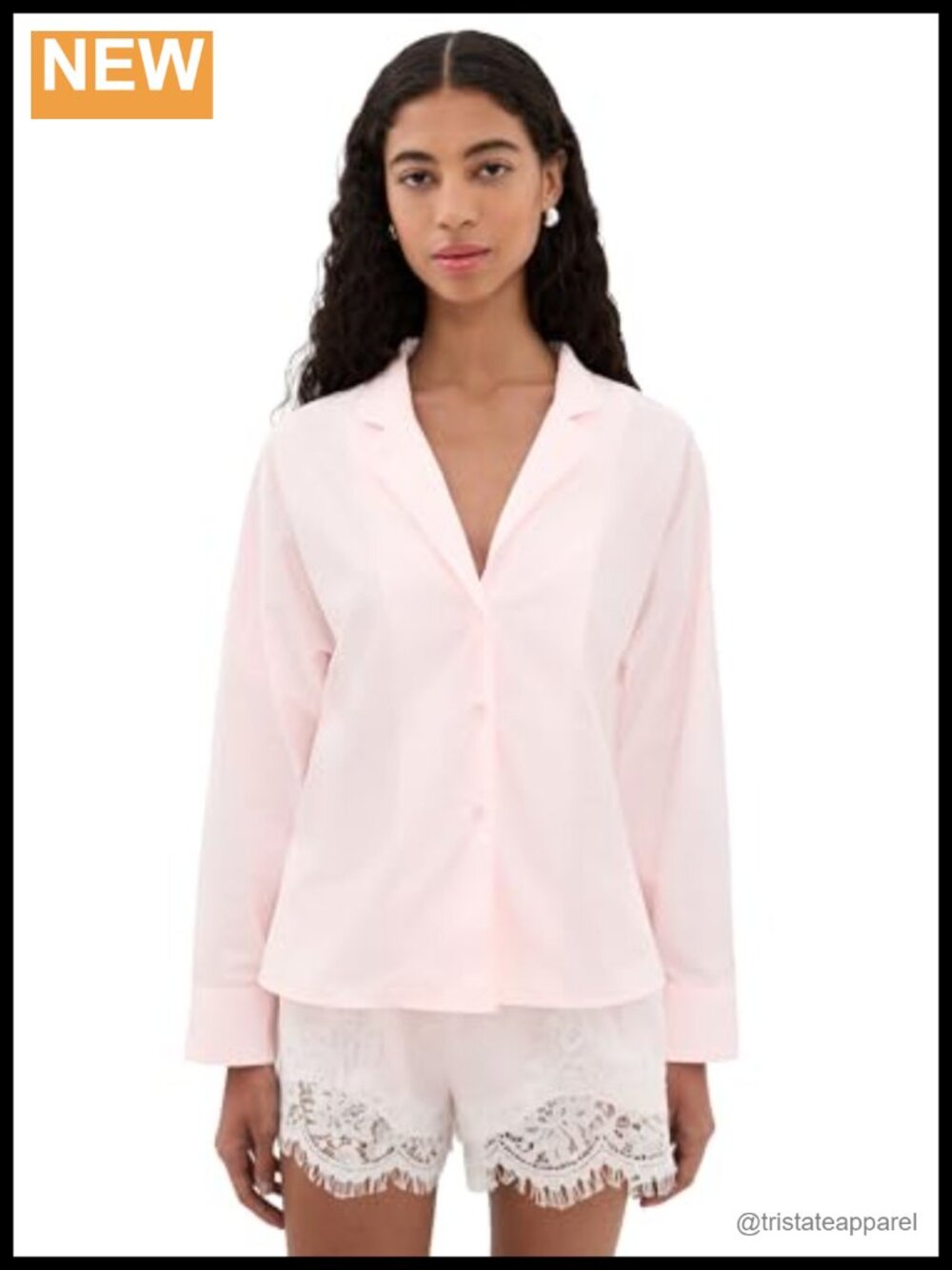 Women's Cotton Poplin Button Down Shirt Long Sleeve